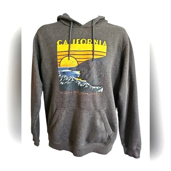 VTG Columbia Mens M Gray Hoodie California Sunset Ocean Graphic Sweatshirt - Picture 2 of 7